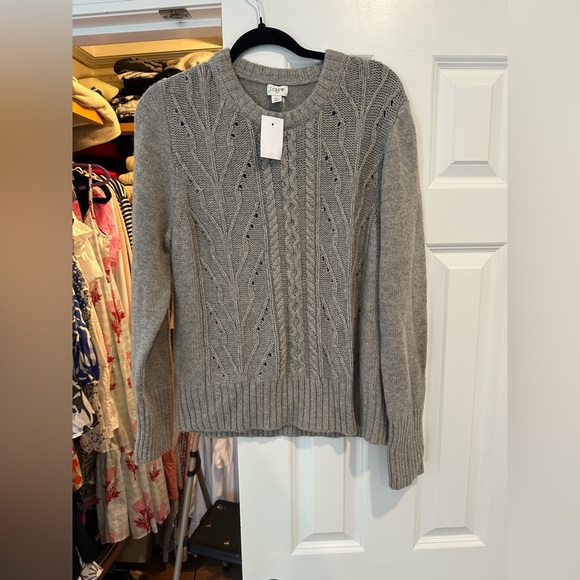 NWT J. Crew Gray Cable Knit Sweater - Picture 1 of 2